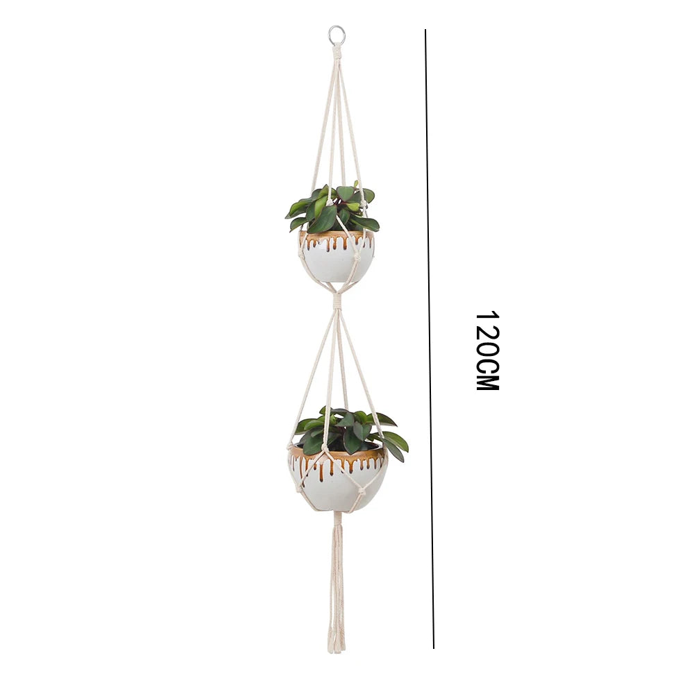 Macramé Planta Cabide Cestas, Vasos De Flores Titular, Varanda Parede Pendurado Plantador, Decoração Atada Corda De Elevação, Casa Jardim Suprimentos