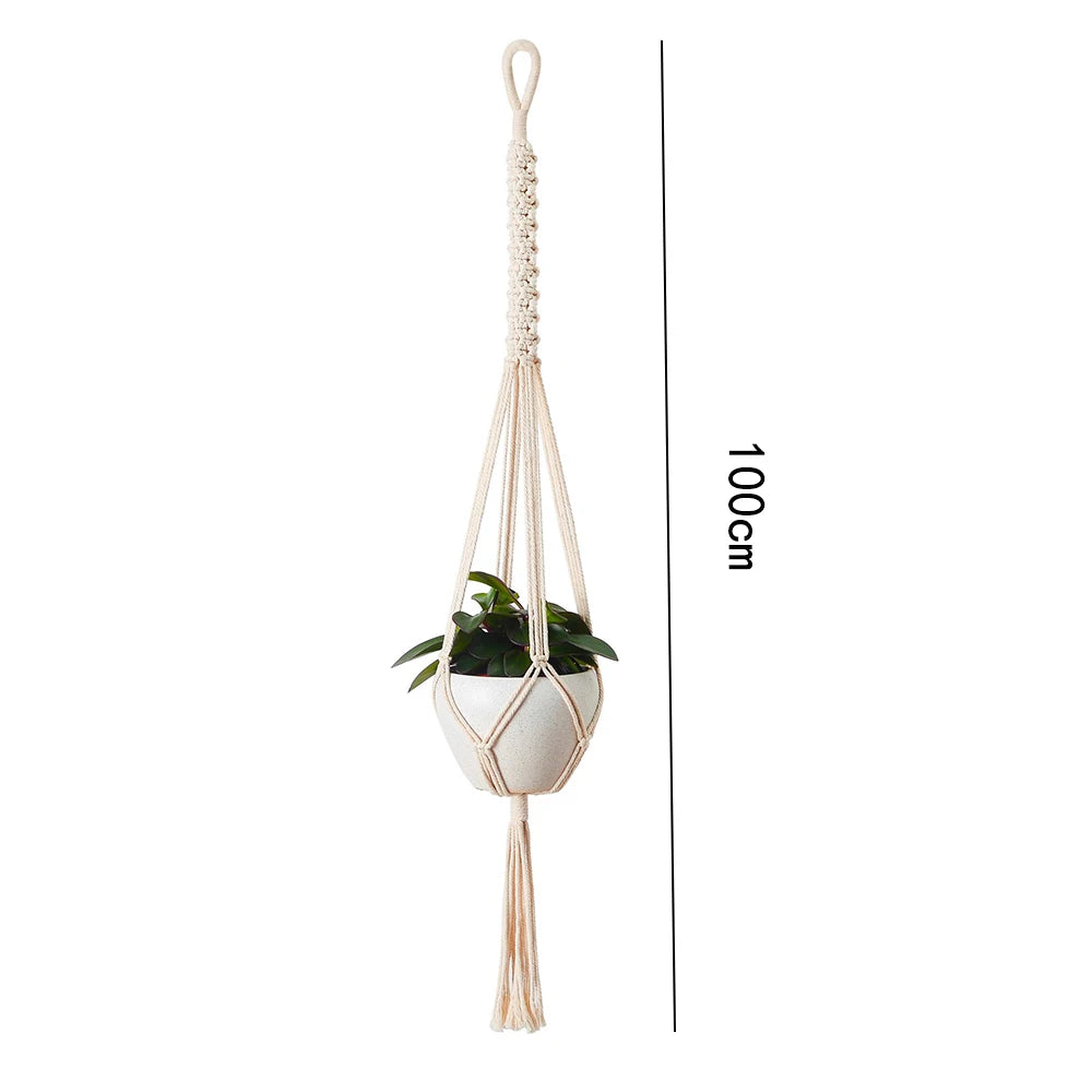 Macramé Planta Cabide Cestas, Vasos De Flores Titular, Varanda Parede Pendurado Plantador, Decoração Atada Corda De Elevação, Casa Jardim Suprimentos