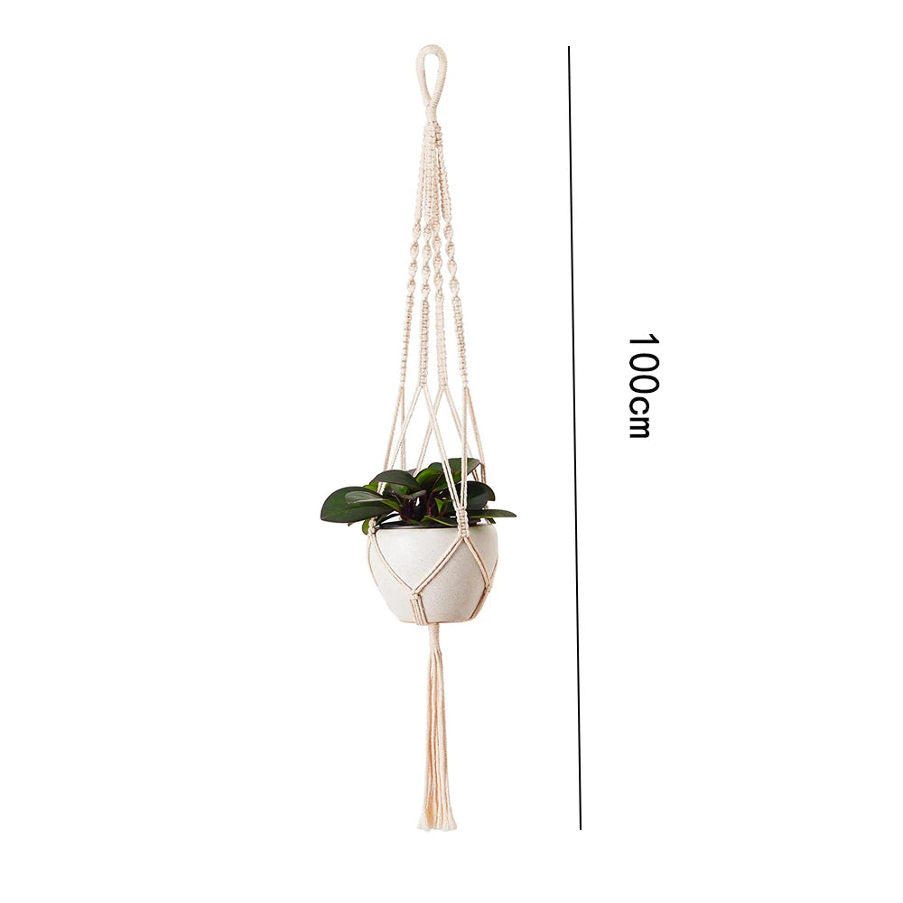 Macramé Planta Cabide Cestas, Vasos De Flores Titular, Varanda Parede Pendurado Plantador, Decoração Atada Corda De Elevação, Casa Jardim Suprimentos