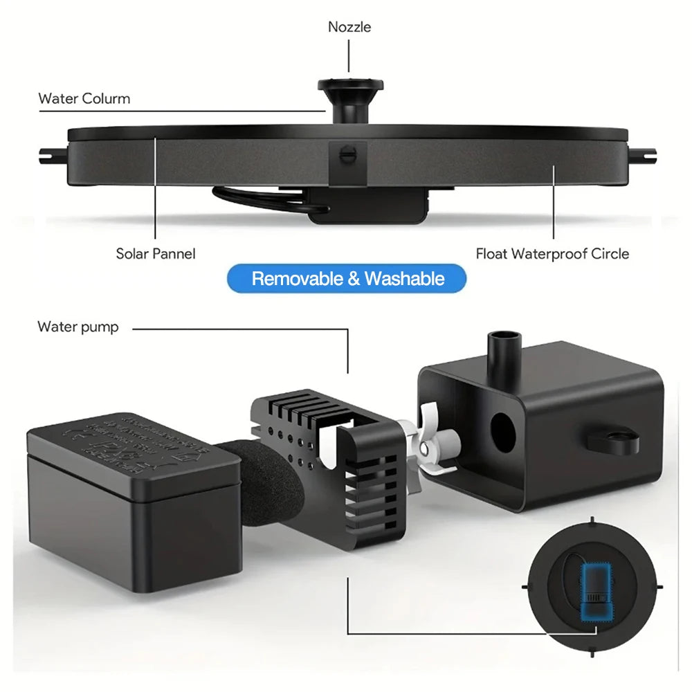 Solar Fountain Pool Accessories Bird Bath Pond Water Pump For Bird Bath Ponds Outdoor For pools Waterfall Fountain Pump